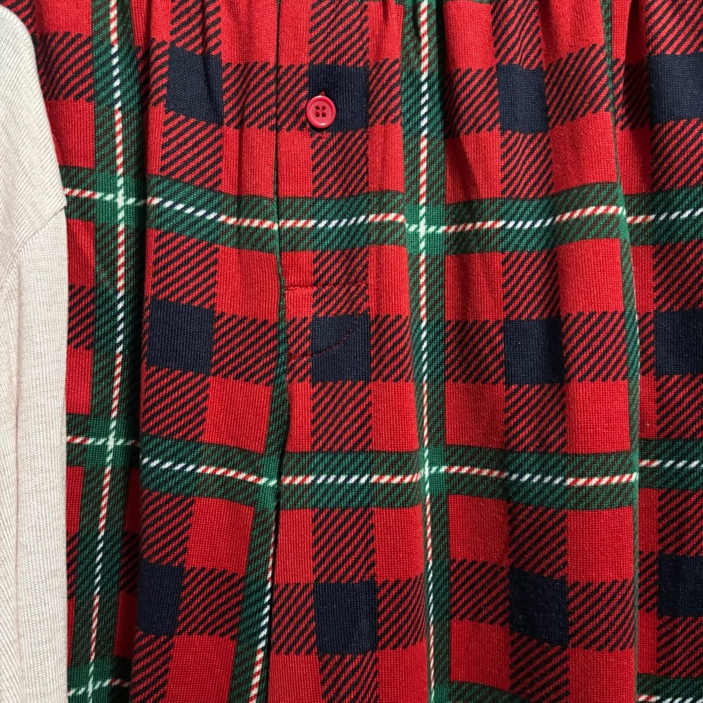 Festive Plaid Pajama Set - Red and White - Picture 4 of 6